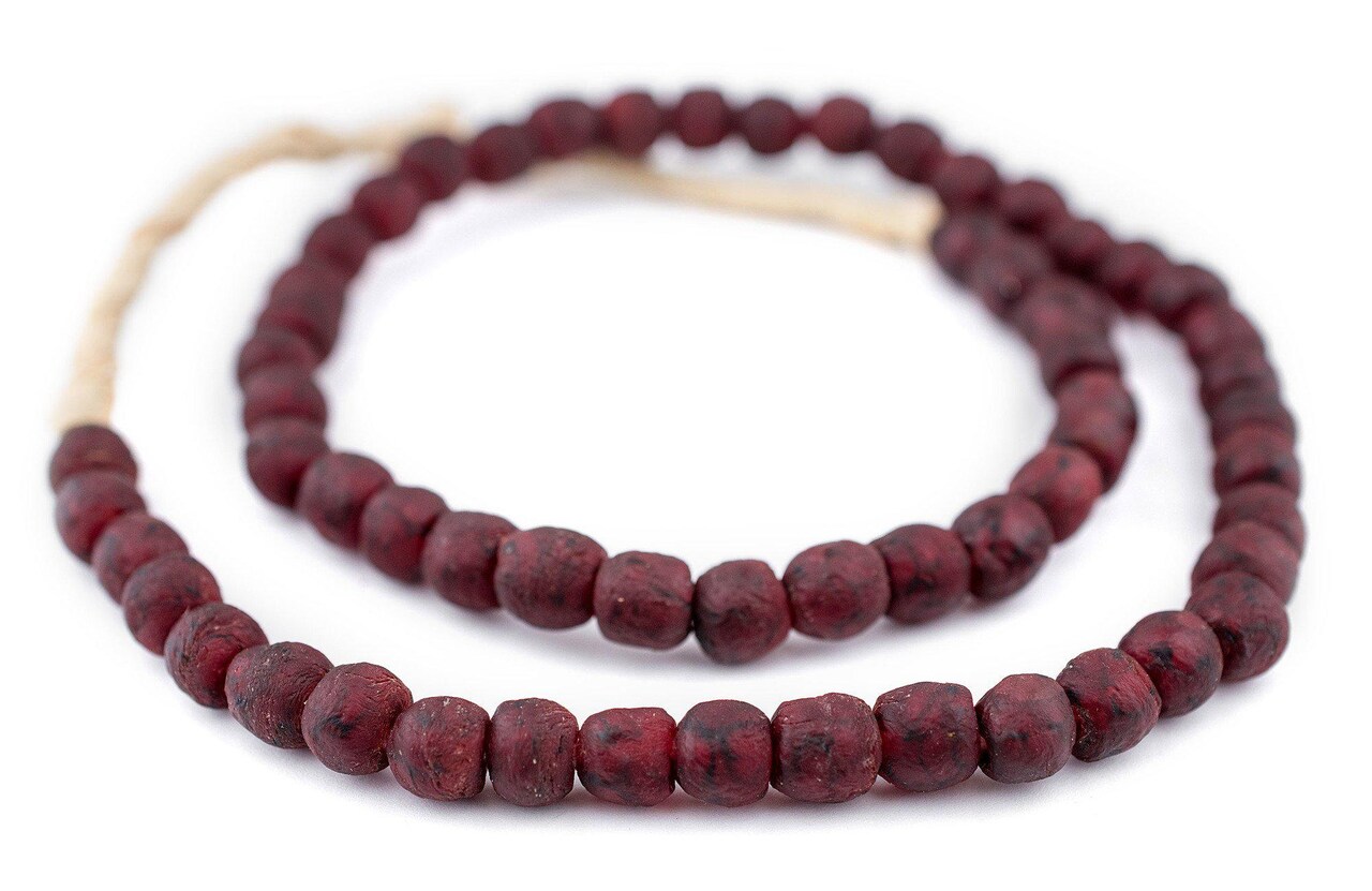 The Bead Chest® African Recycled Glass Beads, 9mm - Full Strand Eco-Friendly Fair Trade Sea Glass Beads from Ghana Handmade Ethnic Round Spherical Tribal Boho Krobo Spacer Beads